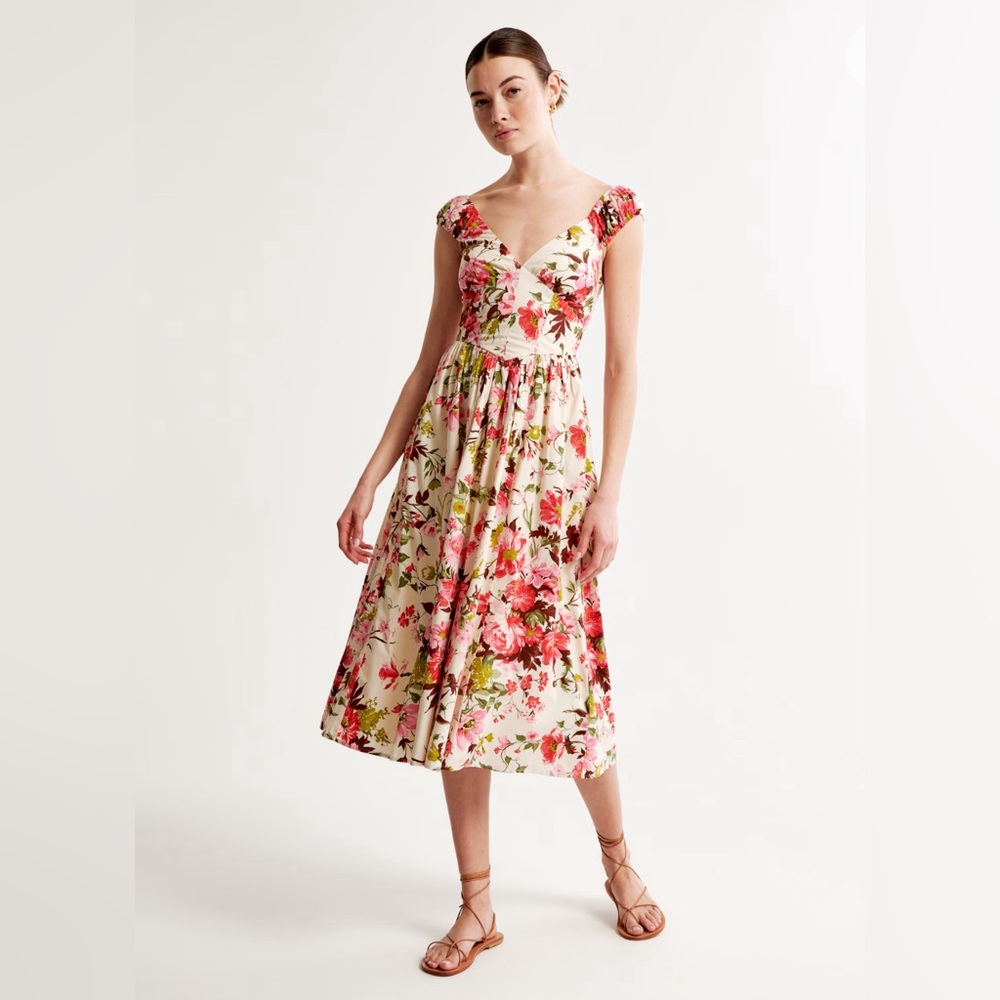 Abercrombie Cap Sleeve Corset Midi Dress